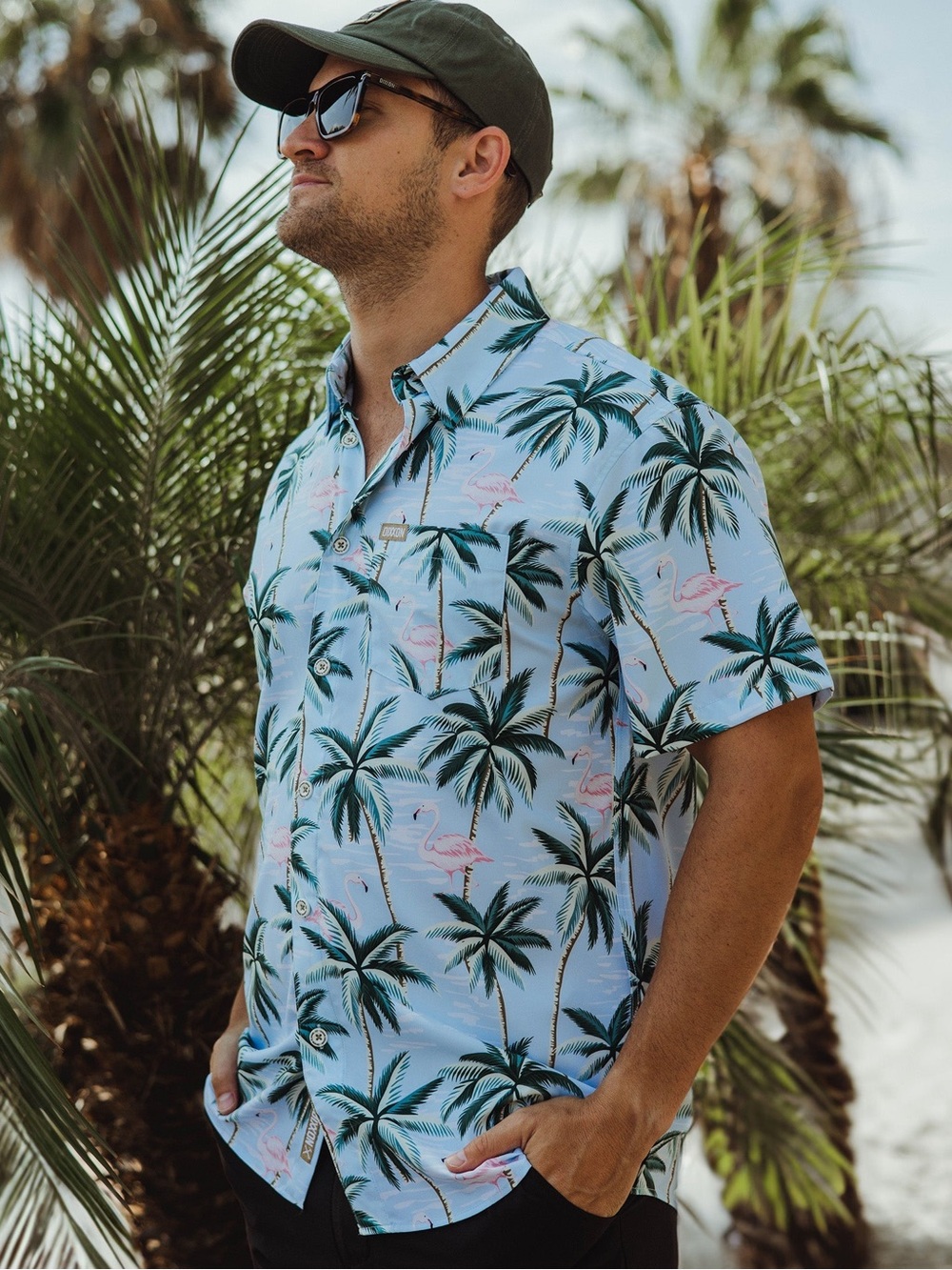 Dixxon Men's Short Sleeve Shirt with Flamingo Pattern Size 2XL